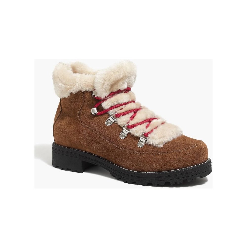 J. Crew Winter Faux Fur Lace-Up Boots 7